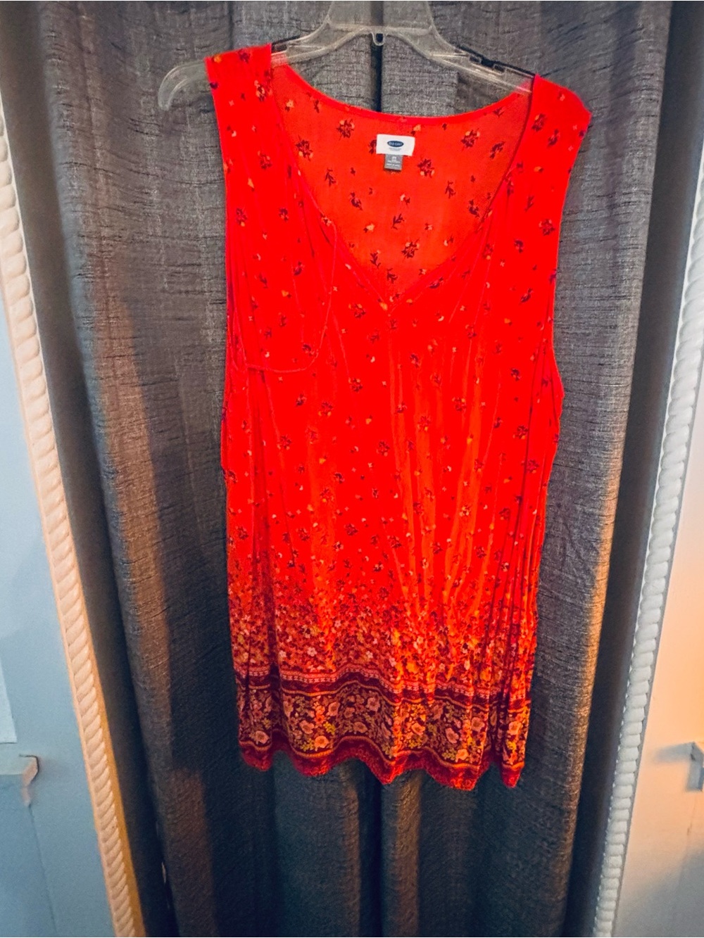 Old Navy Orange Floral Border Tank Top